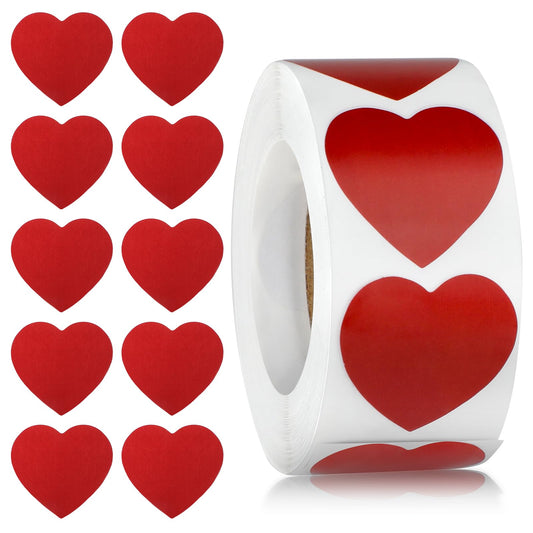 Dimeho 500 PCS Red Heart Shaped Sticker Love Shape Thermal Labels Self Adhesive Perforation Line Roll for Mother’s Day Valentine's Day Wedding Anniversary Crafting Scrapbooking Award Charts