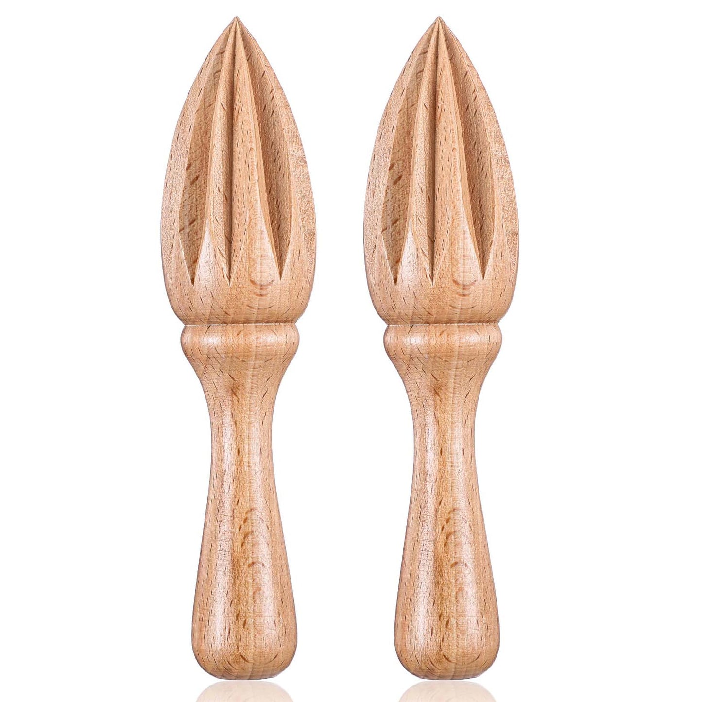 COMNICO 2 Pcs Wooden Citrus Reamer Wood Handheld Hand Citrus Lemon Juicer Easy to Hold Kitchen Juicing Tool Manual Fruit Orange Lime Lemon Juice Reamer Extractor for Daily Home Bar Cafe Restaurant Use