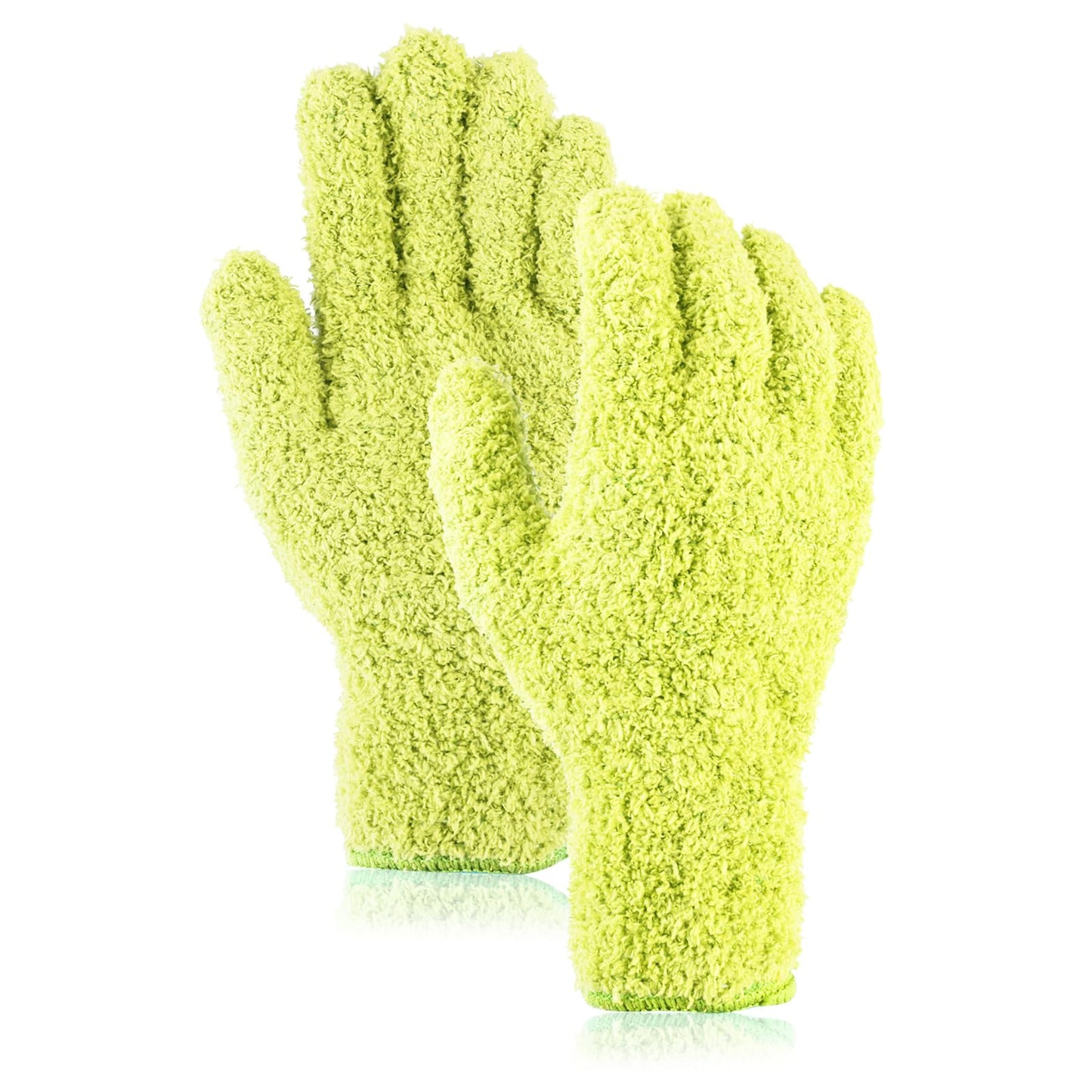 Sibba 2pcs Dusting Mitt Gloves Microfiber Auto Household Cleaning Mittens Cloth Coral Fleece Reusable Washable Gloves for Men Women Kitchen House Blinds Plants Windows Mirrors Lamp Car Washing(Yellow)