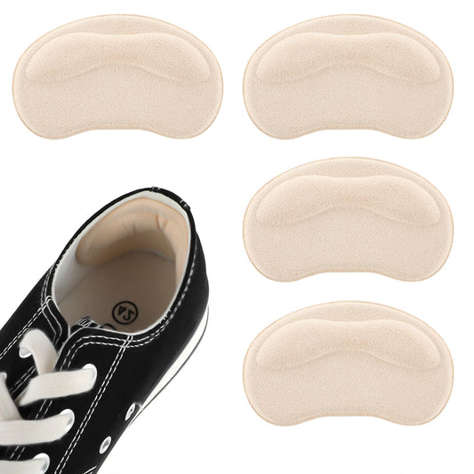 2 Pair Heel Cushion Pads, Self-Adhesive Heel Grips Inserts for Boots Loose Shoes Too Big, Anti Blister Shoe Liners Heel Protectors, Reusable Heel Guards Liners for Women Men, Improve Shoe Fit (Nude)