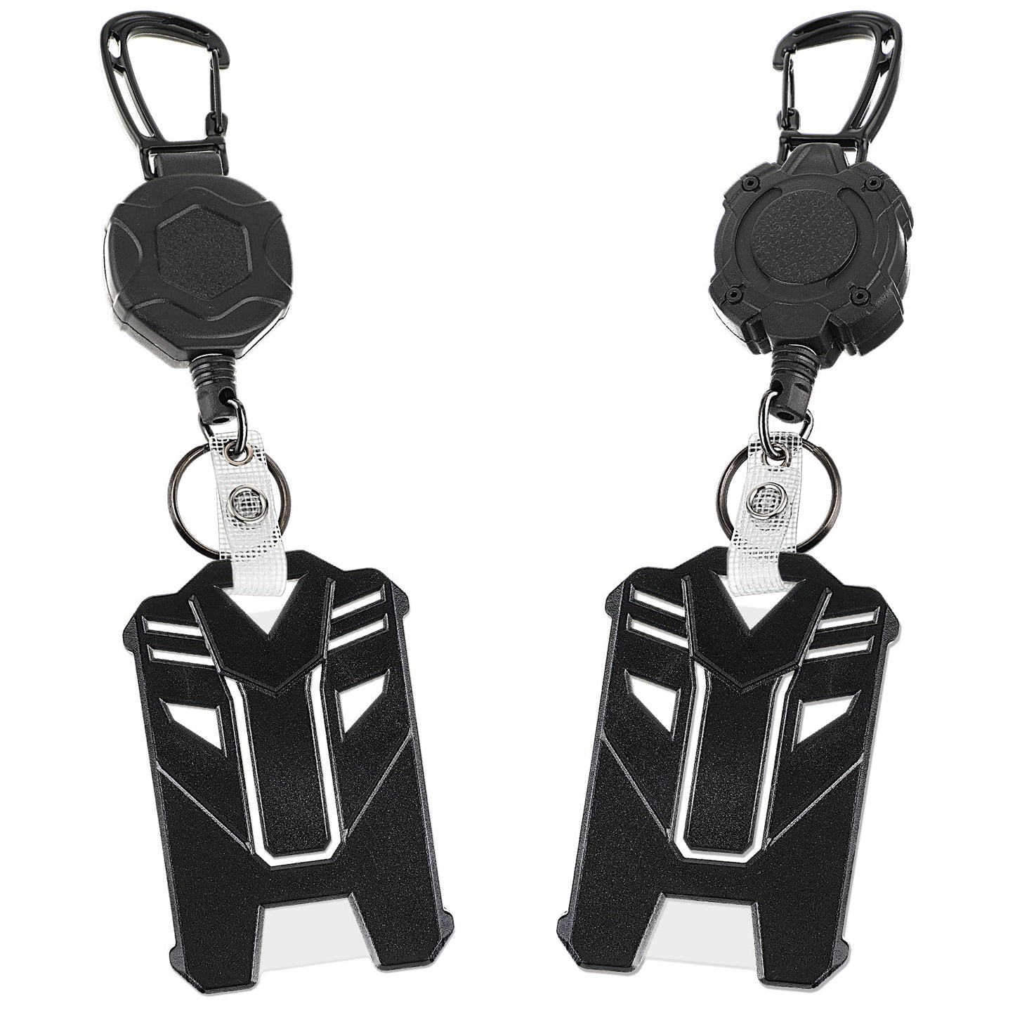 Dimeho 4Pcs Vertical Retractable Badge Holders Heavy Duty Carabiner Keychain Name Badge Reels Tactical ID Card Holder Cool Clear Card Window Lanyard Belt Clip Card Sleeves Accessories