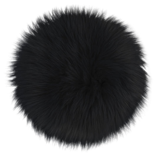 Sibba Fluffy Area Rug Chair Carpet 12 inch Round Fuzzy Faux Fur Seat Cushion Pad Baby Photoshoot Props For Bedroom Living Room Nail Art Decor Keep Warm in Winter Christmas Party Decoration (Black)