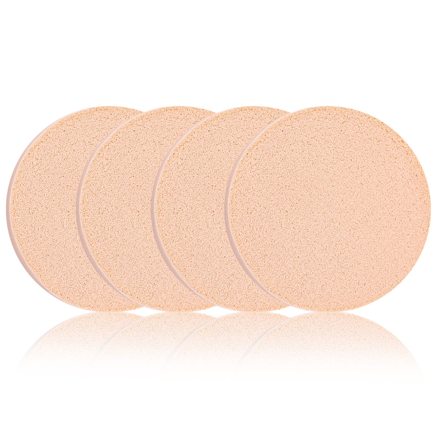 Sibba Makeup Sponge Powder Puff 4 Pcs Face Foundation Concealer Make Up Practice Blending Blender Pads Facial Halloween Cosplay Cosmetic Round Applicator Beauty Tools Dry and Wet Use (Skin Color)