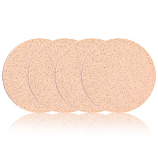 Sibba Makeup Sponge Powder Puff 4 Pcs Face Foundation Concealer Make Up Practice Blending Blender Pads Facial Halloween Cosplay Cosmetic Round Applicator Beauty Tools Dry and Wet Use (Skin Color)