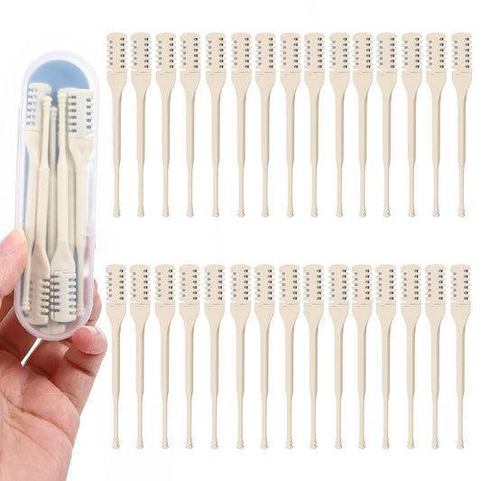 30Pcs Manual Nose Hair Trimmer - Rotating Nasal Hair Razor Cutter with Storage Box for Women and Men Double Sided Nose Hairs Cleaner Portable Nostril Remover Tools
