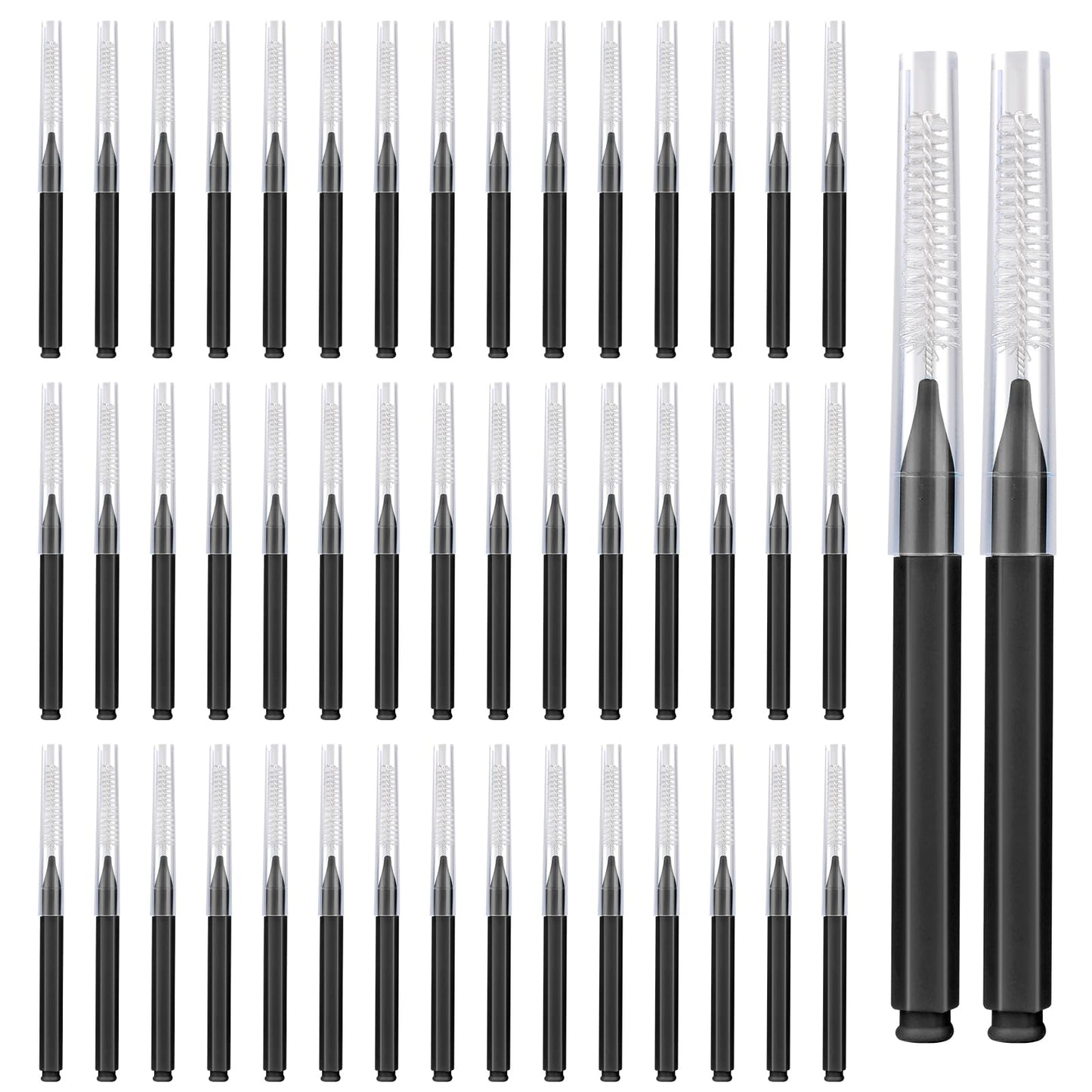 COMNICO 50pcs Interdental Brushes Tight Teeth Braces Brush Cleaner Dental Picks Toothpick Tooth Flossing Head Oral Cleaning Tool for Plaque Removal (Black)