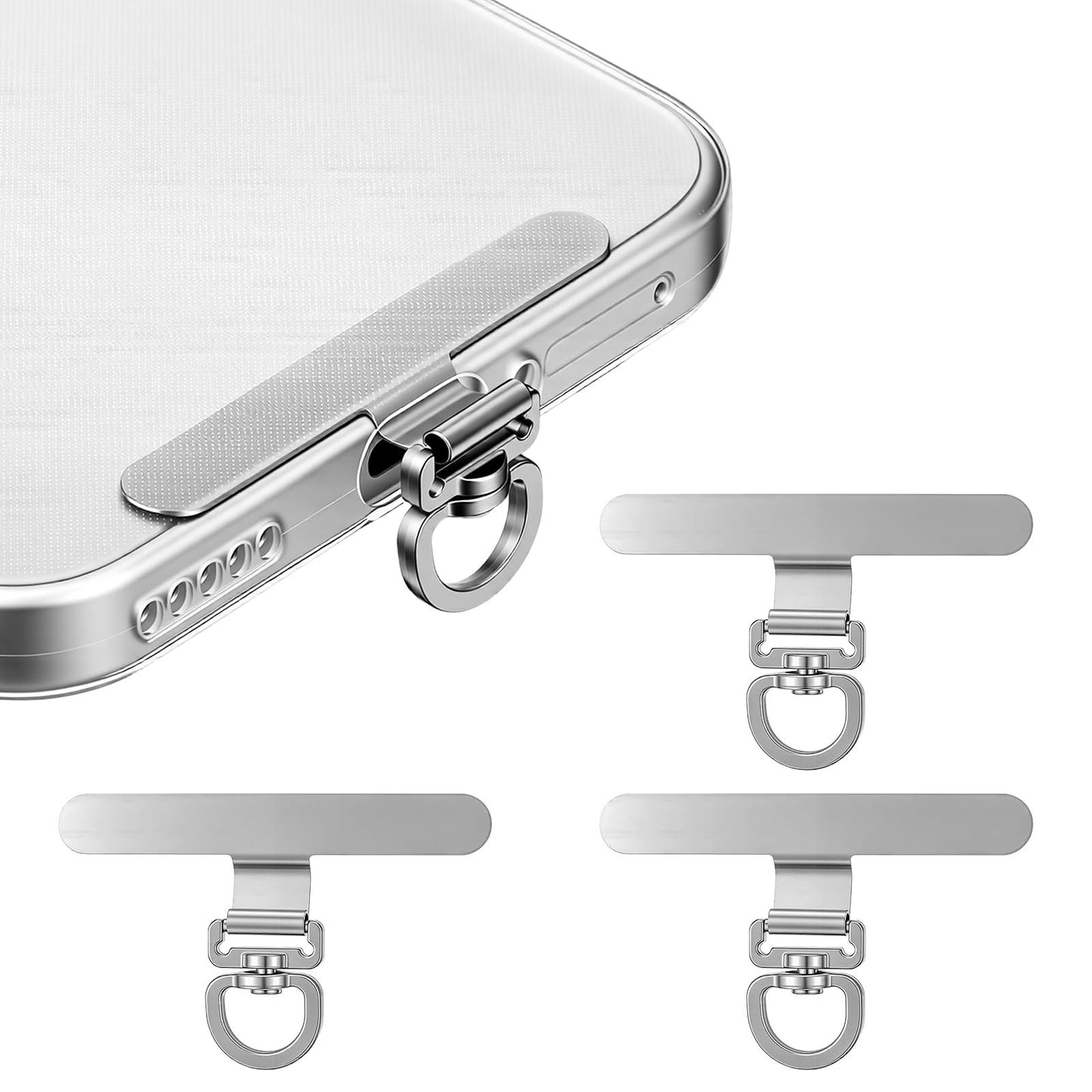 Hadnves 3 Pcs Phone Tether Tab Phone Lanyard Patch Rotatable 360° Cellphone Charm Wrist Strap Tab Thin Stainless Steel Metal Patch for Smartphones Cell Phone Cases Strap Universal