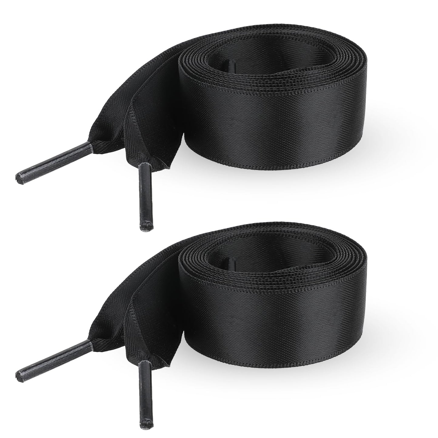 COMNICO Wide Satin Shoelaces, 4 PCS Flat Ribbon Shoelaces Silk Shoestring for Sneaker Skate Shoes Boots Casual Shoes Decoration, Black
