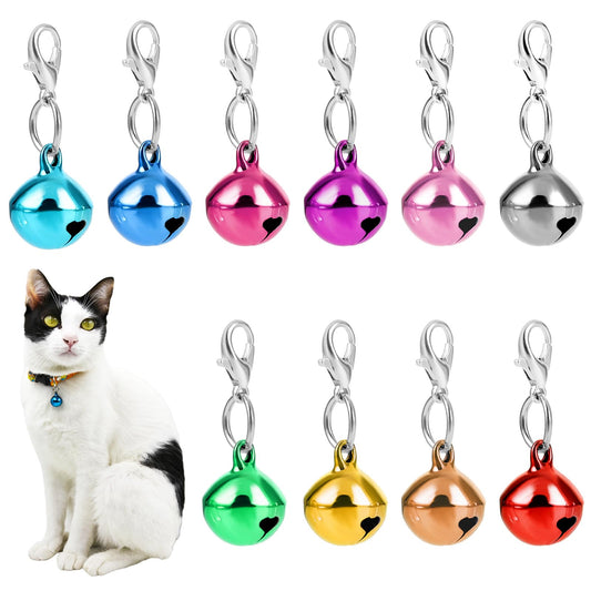 COMNICO 10 pcs Pet Bells for Dog Cat Collar Metal Round Collar Charms Loud Crisp Sound with Clasps Kitten Small Animal Pendant Accessories Christmas Decoration Jingle Bell(Colourful)