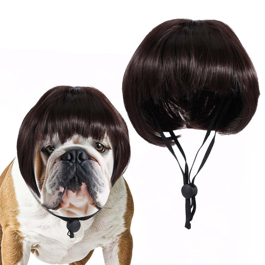 Sibba Halloween Dog Wig Trimmable Pet Costume Headpiece Funny Cat Cosplay Decoration Funny Clothes Cute Apparel for Halloween Christmas Parties Small Medium Large Dogs Double Adujustable Ear Strap