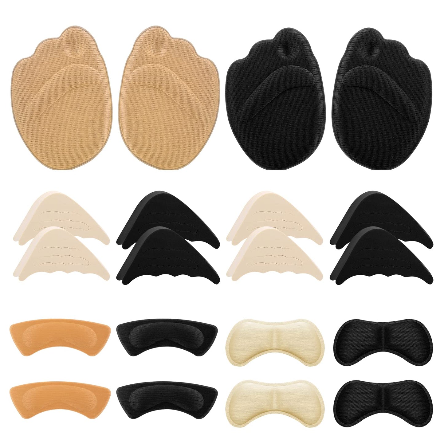 Sibba 10 Pairs Heel Grips Liner, Shoe Filler Includes Adjustable Toe Filler Inserts Front Insoles Heel Grips Liner Insert, Preventing Too Big Shoe from Heel Slipping Blisters Relieve Pain