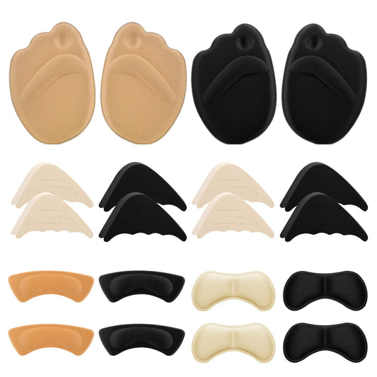 Sibba 10 Pairs Heel Grips Liner, Shoe Filler Includes Adjustable Toe Filler Inserts Front Insoles Heel Grips Liner Insert, Preventing Too Big Shoe from Heel Slipping Blisters Relieve Pain