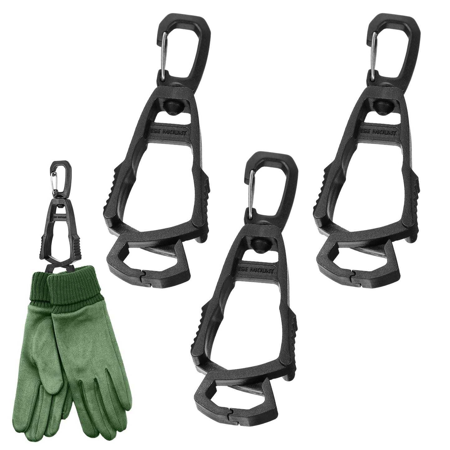 YUXIANLB 3 Piece Glove Clips, Secure Z Shape Glove Holder Clip for Construction, 360° Rotating Belt Clip Accessories for Working Hiking Outdoors