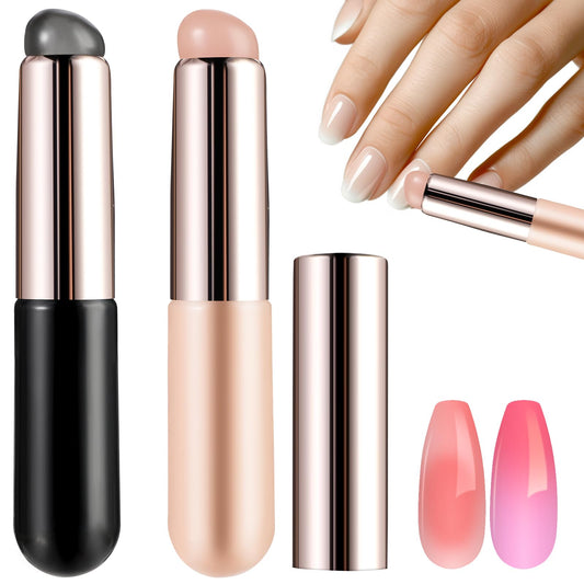 Dimeho 2 Pcs Silicone Nail Brush, Ombre Nail Brush Beveled Head Nail Art Brushes Nail Art DIY Decoration Tool Nail Brushes for Gel Nails and French Tip Nail Painting Gradient Brush Manicure Tool