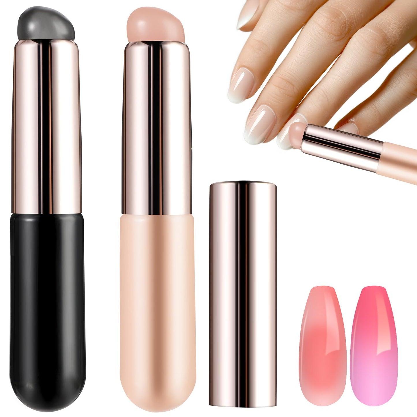 Dimeho 2 Pcs Silicone Nail Brush, Ombre Nail Brush Beveled Head Nail Art Brushes Nail Art DIY Decoration Tool Nail Brushes for Gel Nails and French Tip Nail Painting Gradient Brush Manicure Tool