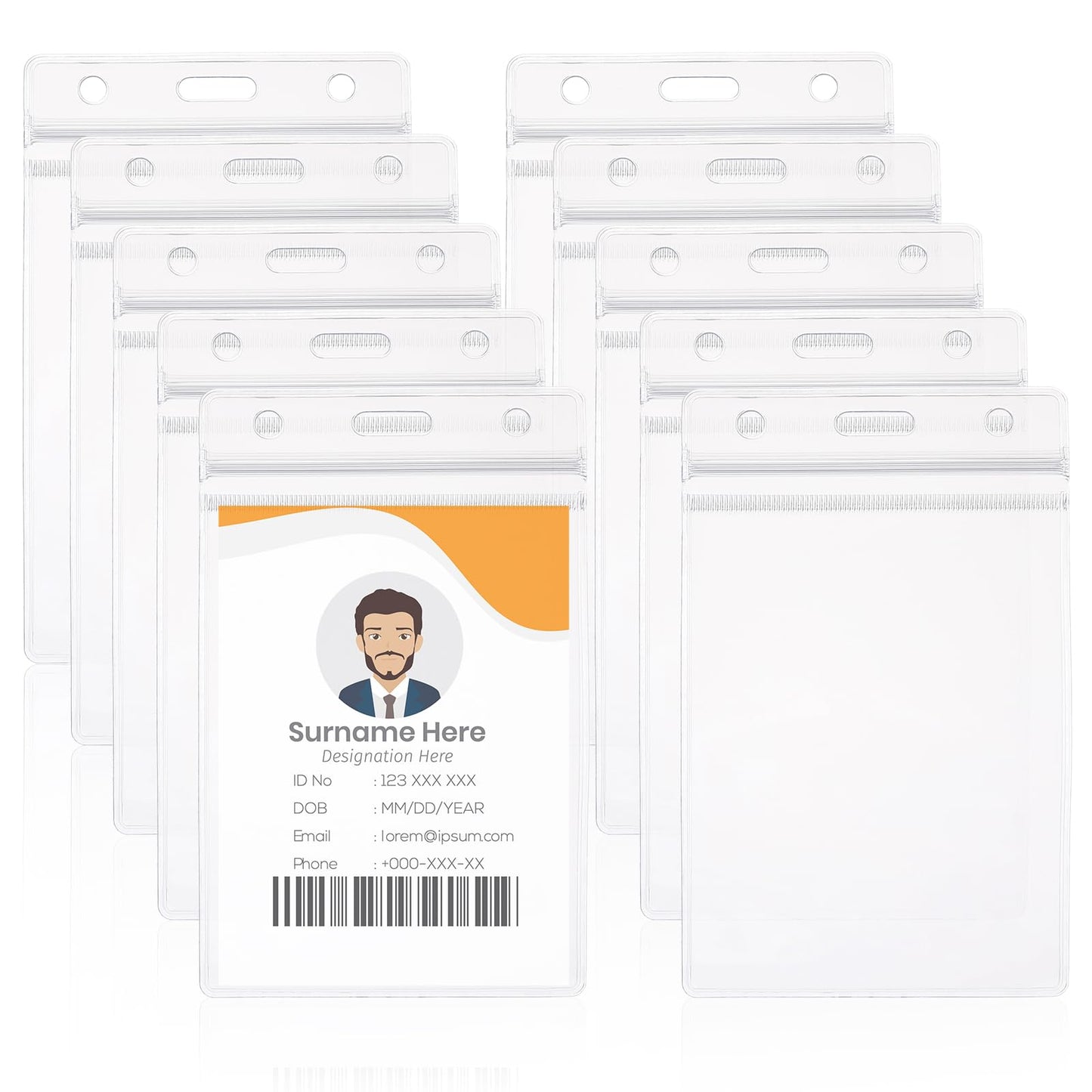 Dimeho 10 Pcs Badge Holders Clear ID Card Badge Holders Detachable Name Tag Clips Waterproof Vertical Staffs Badge Reel for Nurses Teacher Office(65 * 115mm)