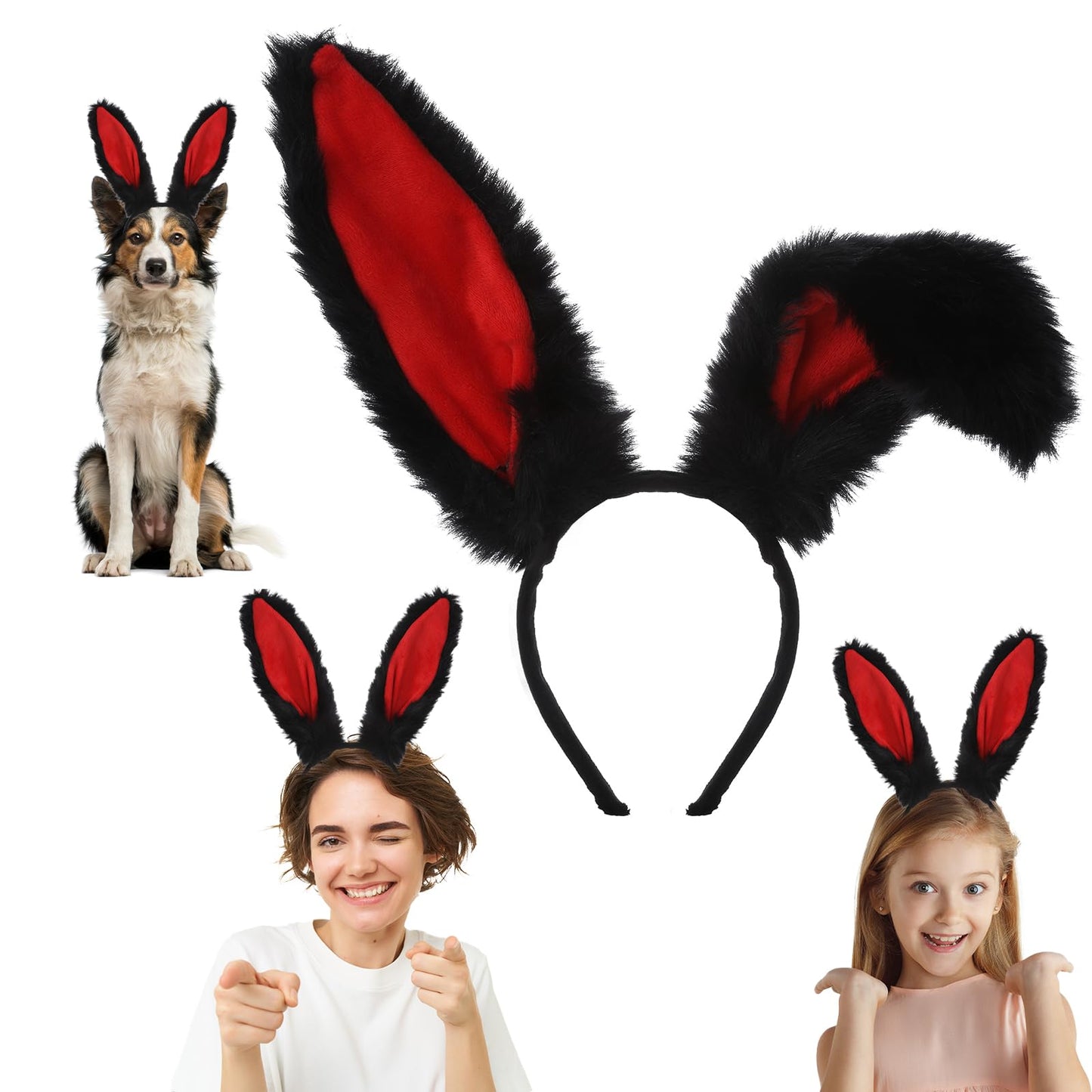 Bunny Ears Headband Cute Rabbit Ears Hairband Animal Headpiece Makeup Head Band Cosplay Costumes Accessories Party Holiday Birthday Decoration for Women Girls