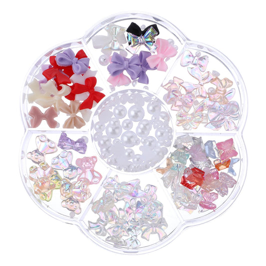 Colorful Bow-Knot Nail Stud Rhinestone Crystal, 3D Frosted Aurora Bow-Knot Nails Charms Set for Nail Stones Design Nail Art DIY Decoration, Jewel Stones Nail Art Rhinestones kit