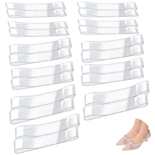 COMNICO High Heel Shoe Straps, 10 Pairs Transparent Invisible Shoelace Elastic Clear Shoe Laces Women Detachable Anti Loose Shoelace Accessories for Holding Loose High