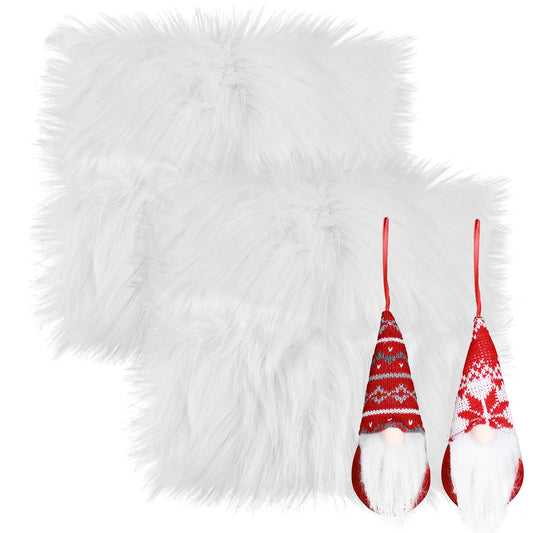 Sibba 2PCS Faux Fur Fabrics, 25 CM Square Faux Fur, Shaggy Fur Fabric Cut, Faux Craft Fur Fabric for DIY Projects, Crafts, Decoration, Upholstery & Costume (White)