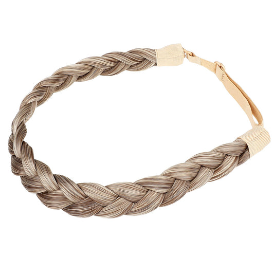 COMNICO Synthetic Hair Braided Headband, Wide Braids Headband Elastic Stretch Hairpiece Wig Band Women Girl Hair Beauty Accessories for Women Hair