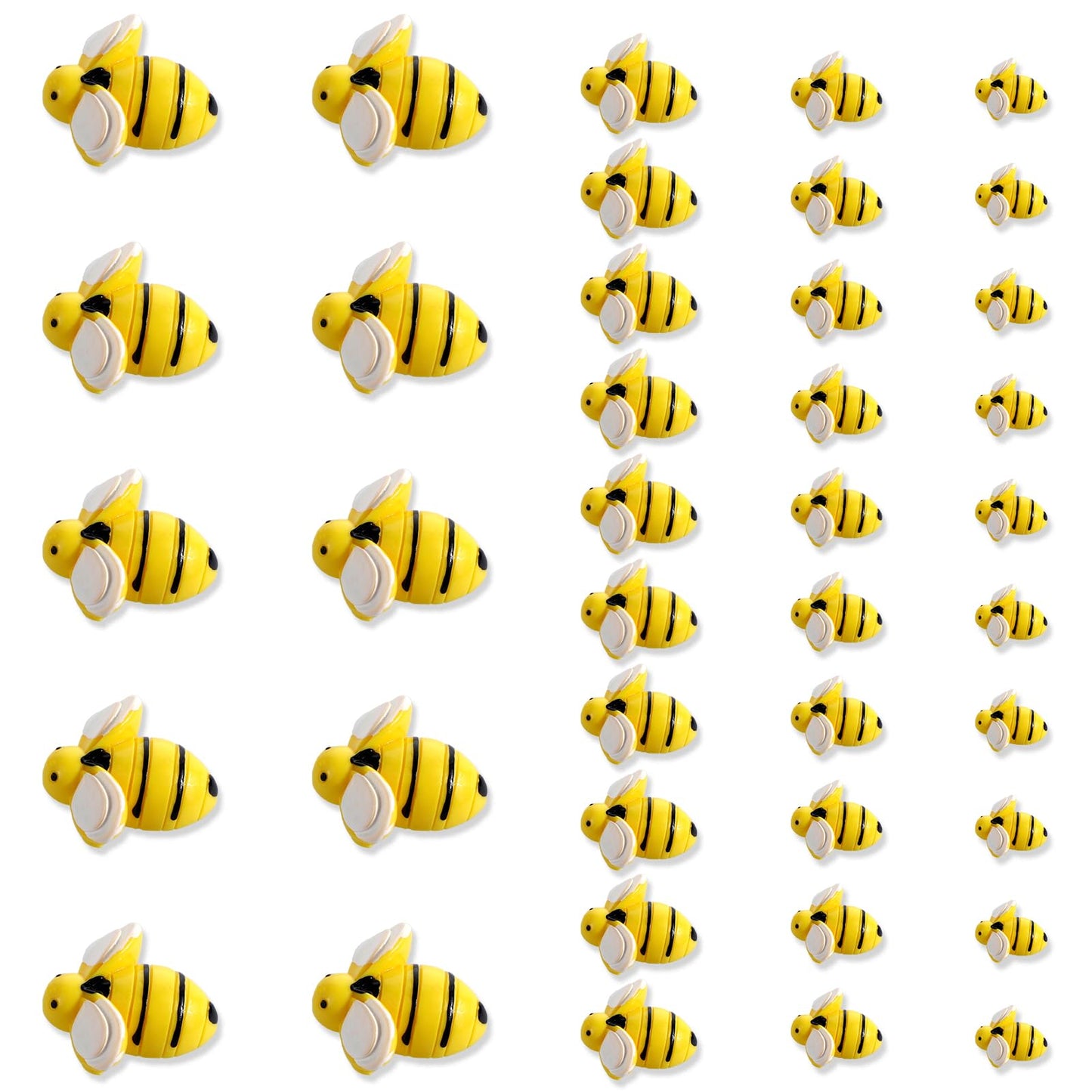 Tiny Craft Bees 50pcs Small Plastic Resin Bumble Bee Decor Cute Honey Bees for Crafts DIY Wreath Bees Ornaments for Art Embellishments Bee Themed Birthday Party Table Decoration Home Scrapbooking