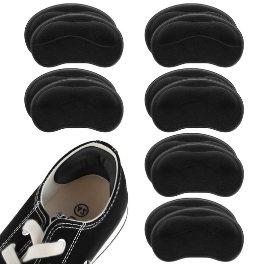 Sibba 6 Pairs Heel Cushion Pads, Self-Adhesive Heel Grips Inserts for Boots Loose Shoes Too Big, Anti Blister Shoe Liners Heel Protectors, Reusable Heel Guards Liners for Women Men(Black)