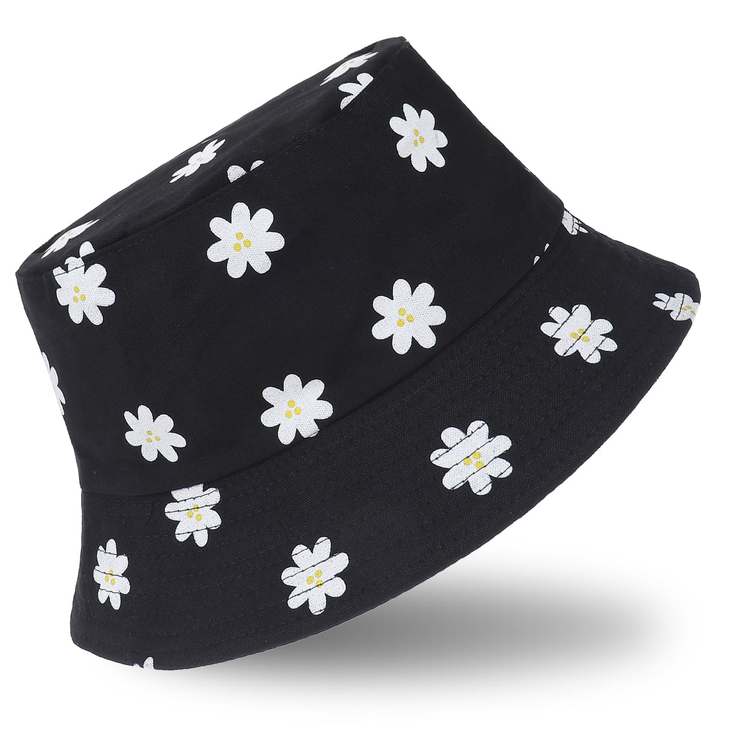 Sibba Bucket Hat Fisherman Cap Fishing Summer Sun Protection Beach Costume Double Side Crochet Flower Headwear Vacation Trip Beach camping Outdoor Activities Casual Sports Ladies Adult black