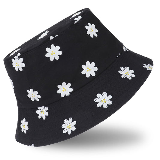 Sibba Bucket Hat Fisherman Cap Fishing Summer Sun Protection Beach Costume Double Side Crochet Flower Headwear Vacation Trip Beach camping Outdoor Activities Casual Sports Ladies Adult black
