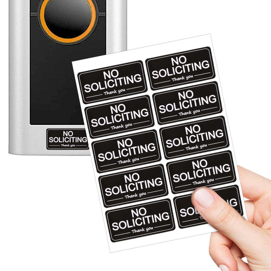 Dimeho 20Pcs Small No Soliciting Sign for House No Soliciting Sticker for Video Doorbell Window Weatherproof No Soliciting Sign
