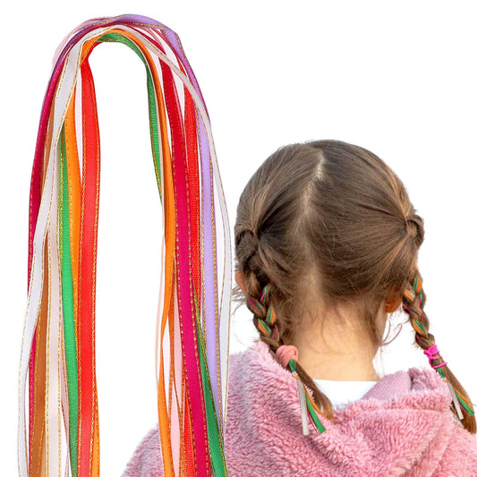 WLLHYF 30 Pcs Hair Braids Colorful Hair Wrap String Assorted Gradient Color Hair Rope Band Rainbow Braiding Hair Tie DIY Ponytail Braids Hair Styling Accessories for Women Girls (Ribbon gold)