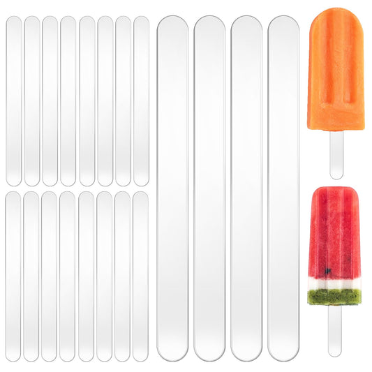 COMNICO Acrylic Sticks, 30pcs Reusable Transparent Flat Ice Cream Cake Pop Molds for DIY Crafts, Home Party Ice Pop Candy
