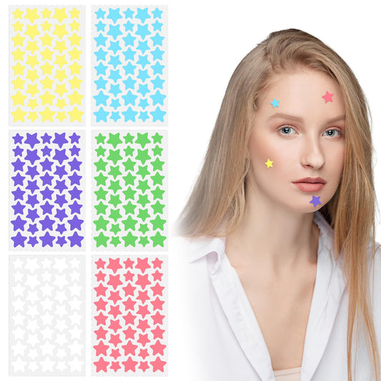 Sibba Face Pimple Patches 480 Pcs Colorful Spot Stickers Cute Star Zit Covers Hydrocolloid Pad Sticky Covering Portable Pore Cleaning Strips Peel Invisible Spot Absorbing Zit Patch
