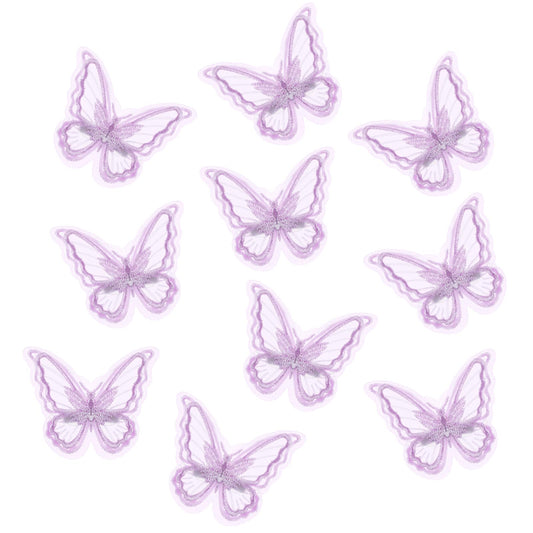 Dimeho 10 Pcs Butterfly Hair Clips Purple Embroidery Pins Lace Wedding Hairclip Fairy Aesthetic Hair Styling Accessories for Party Decor Women Girls Birthday Bridal(Purple)