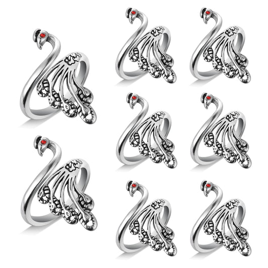 Sibba Adjustable Hook Knitting Crochet Loop Accessory Open Finger Thimble Yarn Holder Braided Ring Faster Weaving Crocheting Counter Kit Stitch Markers Tags Pins Protect Hand (8 PCS Peacock)
