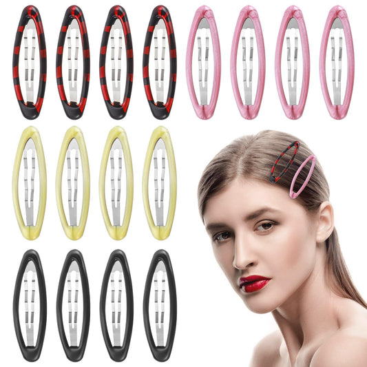 COMNICO Oval Snap Hair Clips,16Pcs Big Oval Water Drop Shape Women Hair Clips Metal Stoving Varnish No Slip Hair Barrettes Tortoise Metal Snap Clips Hair Grips Hair Accessories for Women Hair Style