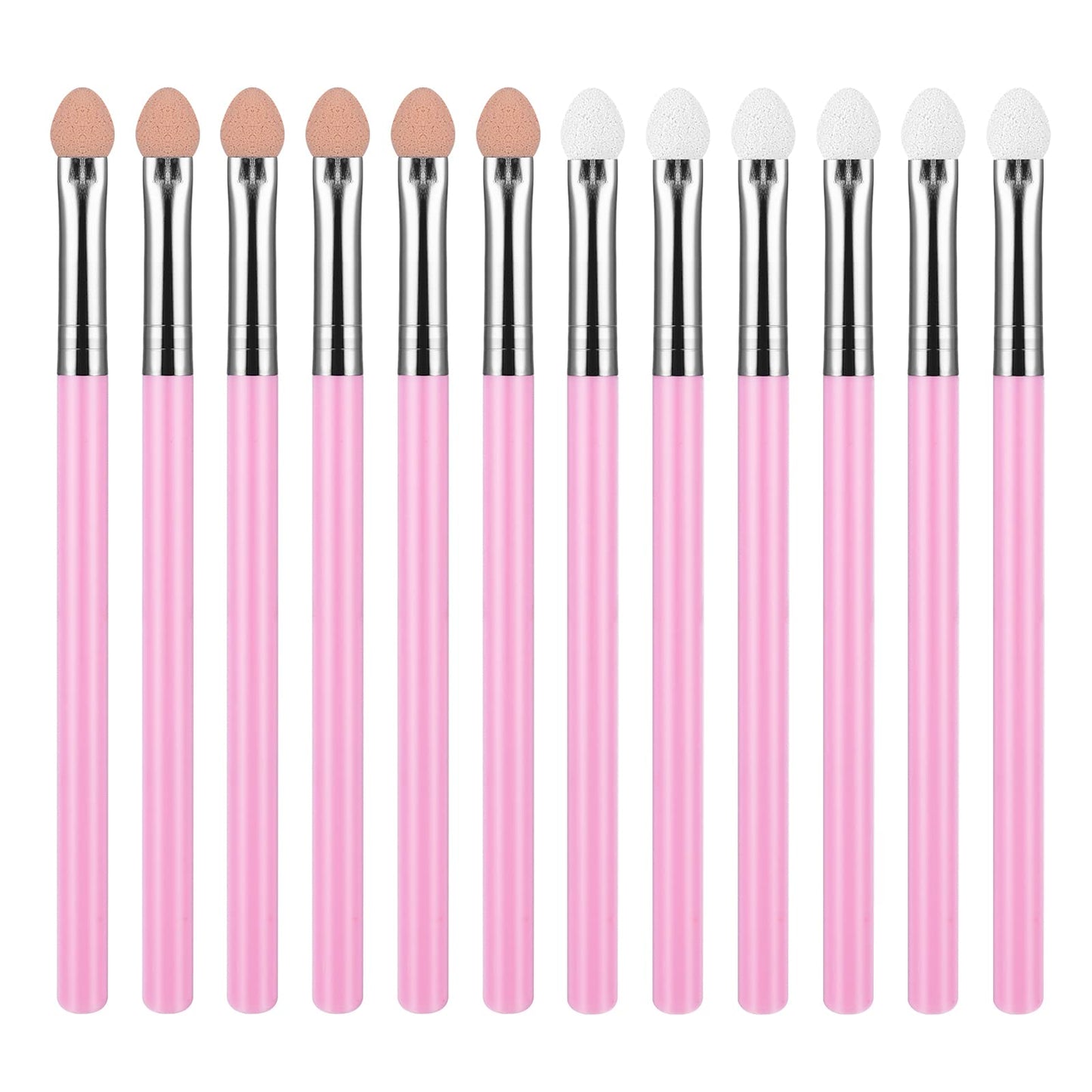 Sibba Sponge Makeup Brushes 12 Pieces Pink Make Up Set Eyeshadow Contour Wand Professional Eye Blending Powder Applicators Kit for Women Girls