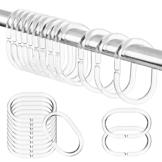 Dimeho 24 Pcs Plastic Shower Curtain Rings, C Shaped Shower Curtain Hooks Rust Proof Shower Hook Hanger for Bathroom Shower Curtain Window Rod