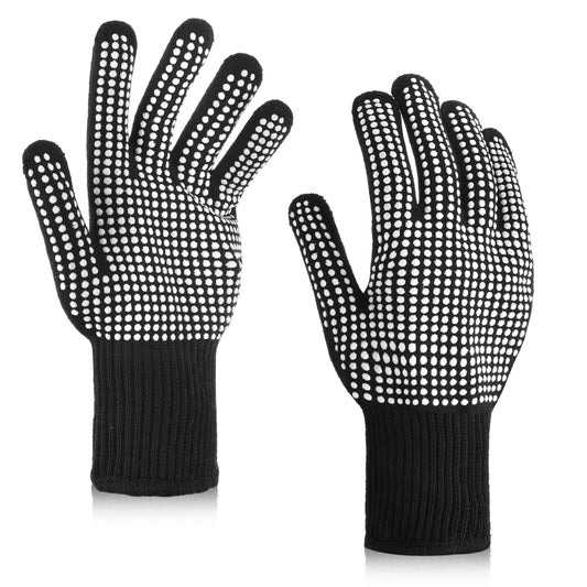 COMNICO 2 Pcs Heat Resistant Gloves with Silicone Bumps Professional Heat Proof Glove Mitts Sublimation Gloves for Hair Styling Curling Iron Wand Flat Iron