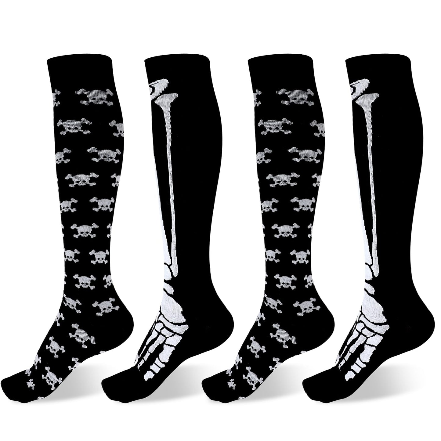 Sibba 2 Pairs Halloween Thigh High Long Stockings Over Knee Socks Bat Print Tights Cosplay Festival Party Stockings for Women Girls(Black)