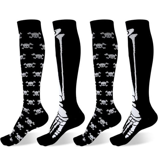 Sibba 2 Pairs Halloween Thigh High Long Stockings Over Knee Socks Bat Print Tights Cosplay Festival Party Stockings for Women Girls(Black)