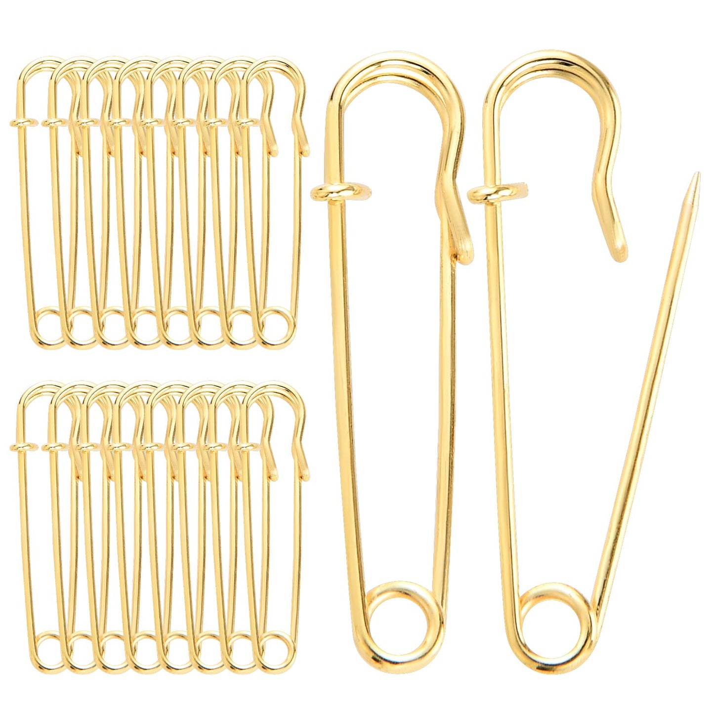 Sibba 20Pcs Large Safety Pins, 2 inches Safety Pins Heavy Duty, Blanket Safety Pins, Safety Pins for Clothes, Pins Fasteners for Leather, Crafts, Canvas, Shawls, Kilts