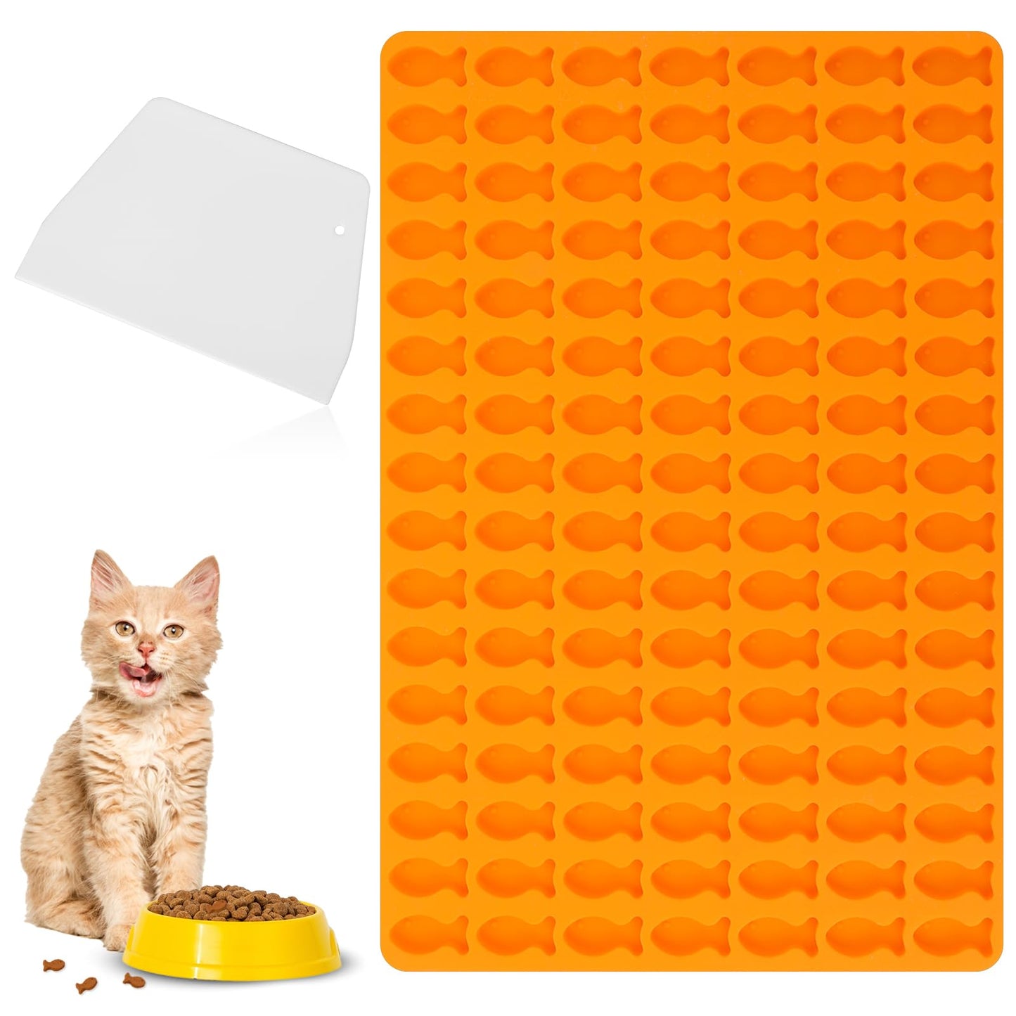 2Pcs Fish Shape Silicone Molds Non-Stick Chocolate Biscuit Baking Molds Cookie Mold Set with Scraper Practical Crackers Candy Molds for Cat Dog Treats DIY Crafts Parties Wedding Festival Supplies