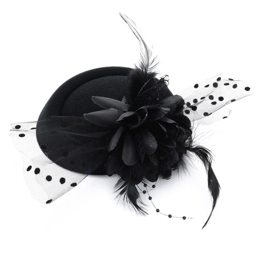 Sibba Flower Hair Clip Pin 1 PC Brooch Fabric Cloth Large Claw Hairclip Feathers DIY Decoration Theme Fascinator Blossom Rose Hairpin Ornament Elegant Easter Halloween Day Mother Women (Pattern A)