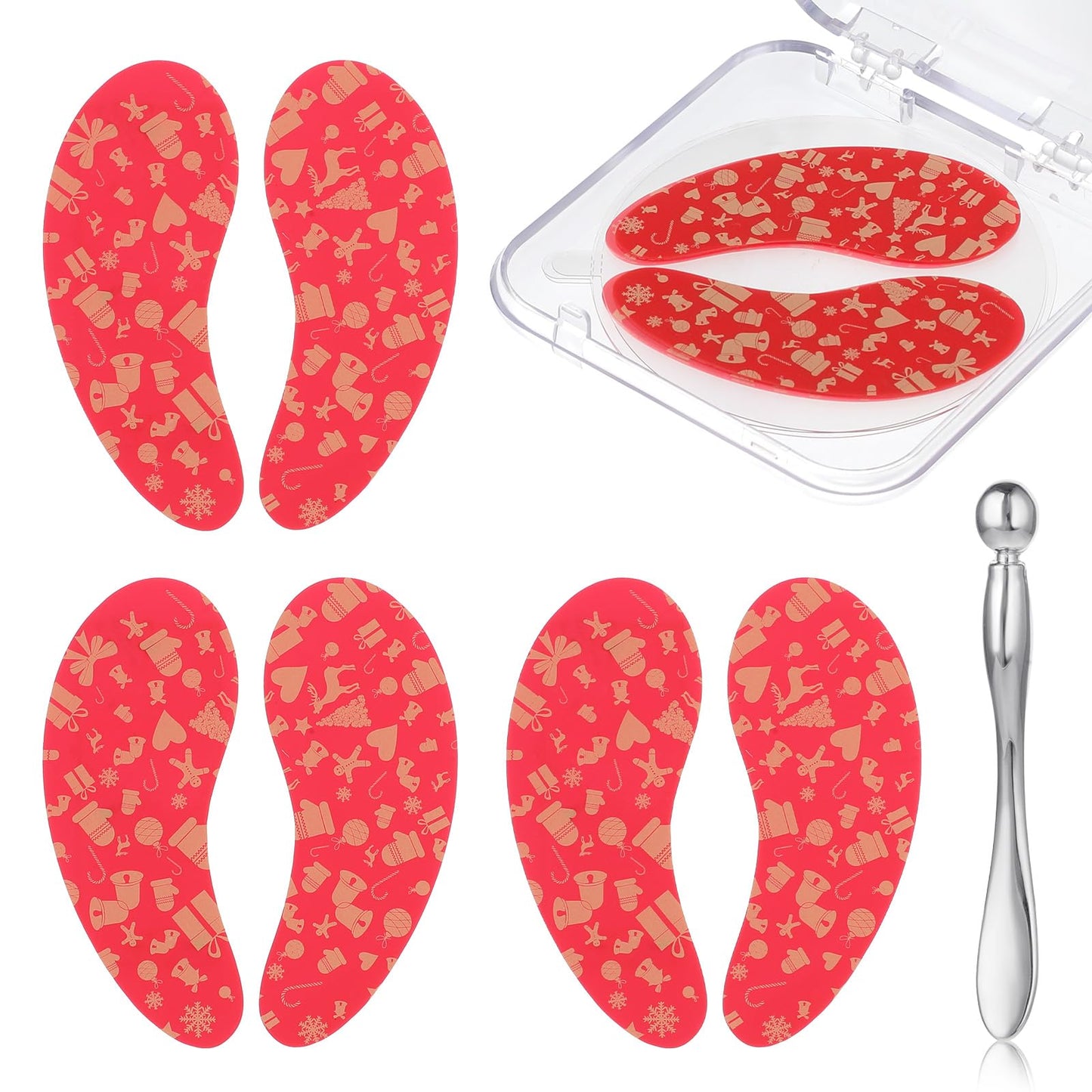 Dimeho 3 Pairs Reusable Under Eye Patches Silicone Mask Minimize Lines Plump Wrinkles Reusable Eye Pad with Metal Eye Cream Applicator for Puffy Eyes Dark Circles Beauty Eyecare Christmas