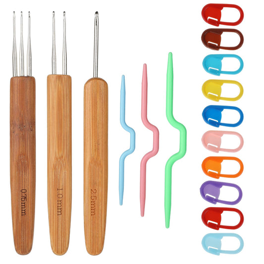 16Pcs Dreadlock Crochet Hook for Hair Loc Needle for Dreads Durable 0.75mm 1mm 2.5mm Dreadlock Crochet Needles with Interlocking Tool for locs Locking Hair Extensions Tool for Weaving Braid Craft