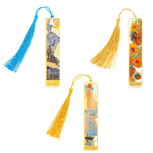 Sibba Book Marks for Book 3 Pcs Hollow Flower Metal Bookmarks with Tassels Retro Handmade Labels Thumb Books Page Holder Covers Accessories Office Supplies for Women Book Lovers (Irises)