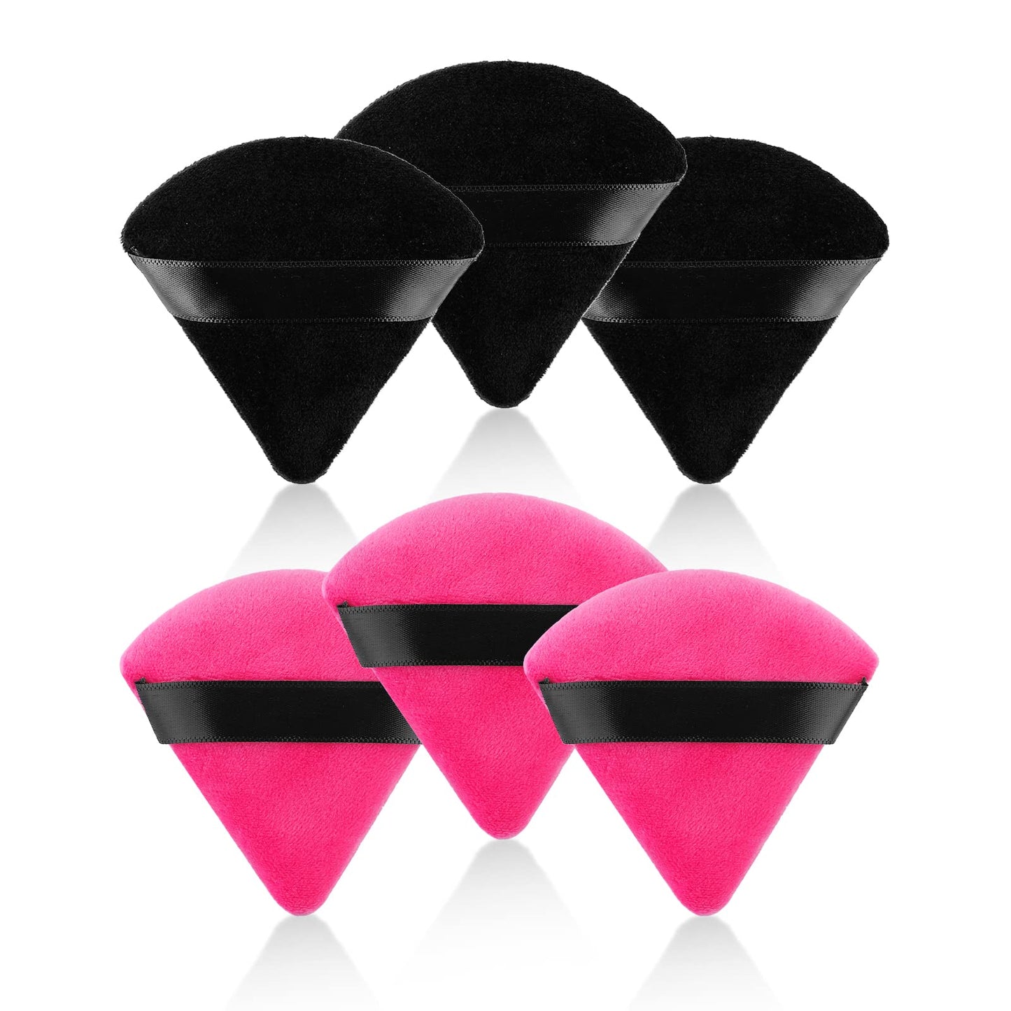 Sibba 6 Pieces Triangle Powder Puffs Face Cosmetic Powder Puff Washable Reusable Soft Plush Powder Sponge Makeup Foundation Sponge for Face Body Loose Powder Wet Dry Makeup Tool