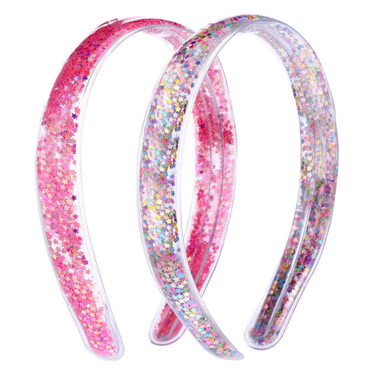 Sibba Headband 2 PCS Cute Head Bands Sequin Glitter With Teeth Headwear Birthday Easter Party Elastic Headpiece Girls Hair Styling Accessories