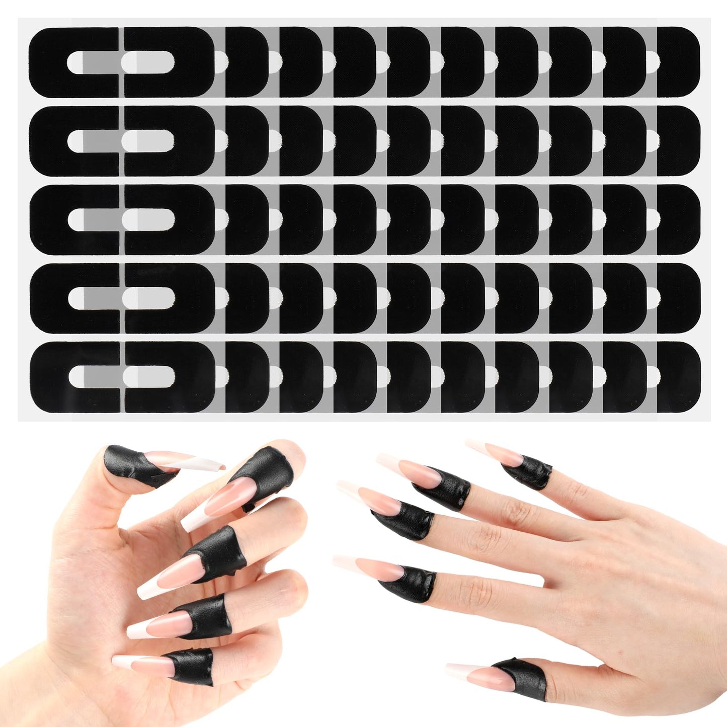 100PCS Nail Polish Protector for Fingers, Gel Nail Sticker, Peel Off Barrier 99.99%+ UV Finger Protection Skin Cuticle Protector Tape for Nail Painting, U-Shaped French Tip Nail Art Accessories DIY